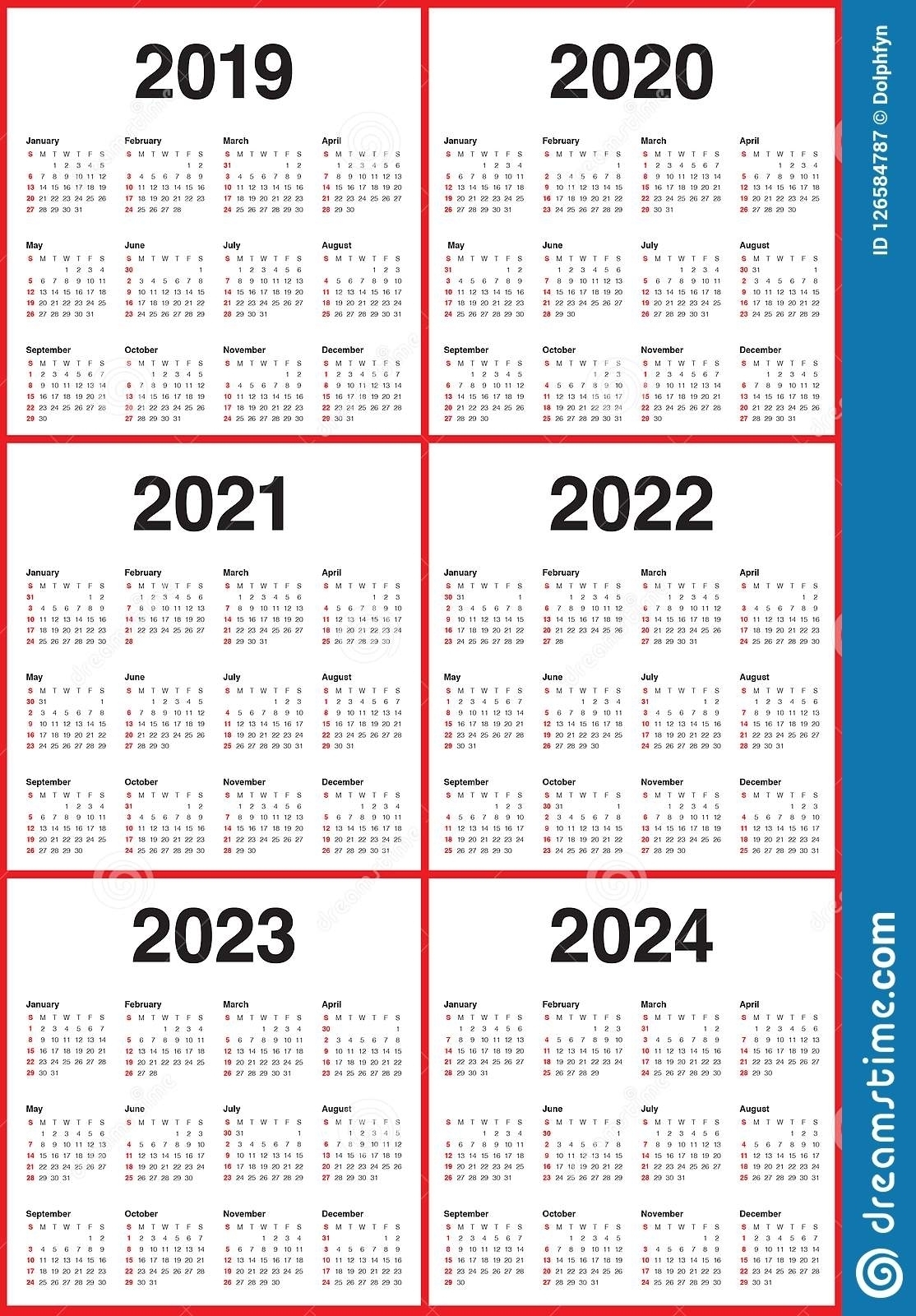 Lovely 3 Year Calendar 2022 To 2024 : Mini Calendar Template regarding 2019 2022 Year Calendar Printable