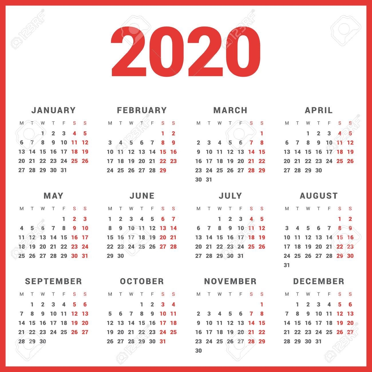 Monday Start Calendar 2020 - Colona.rsd7 with regard to 2020 Calendars With Week Starting Mondays