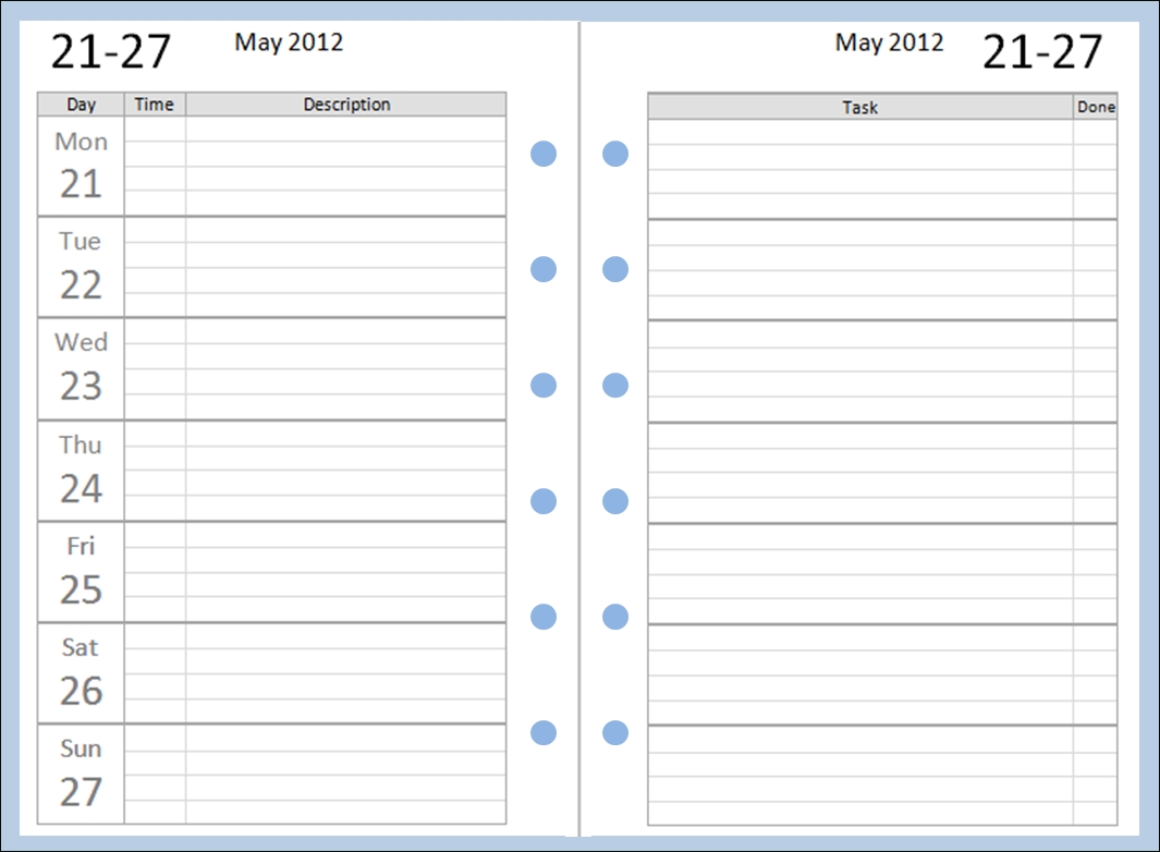 Printable Pocket Planner Template