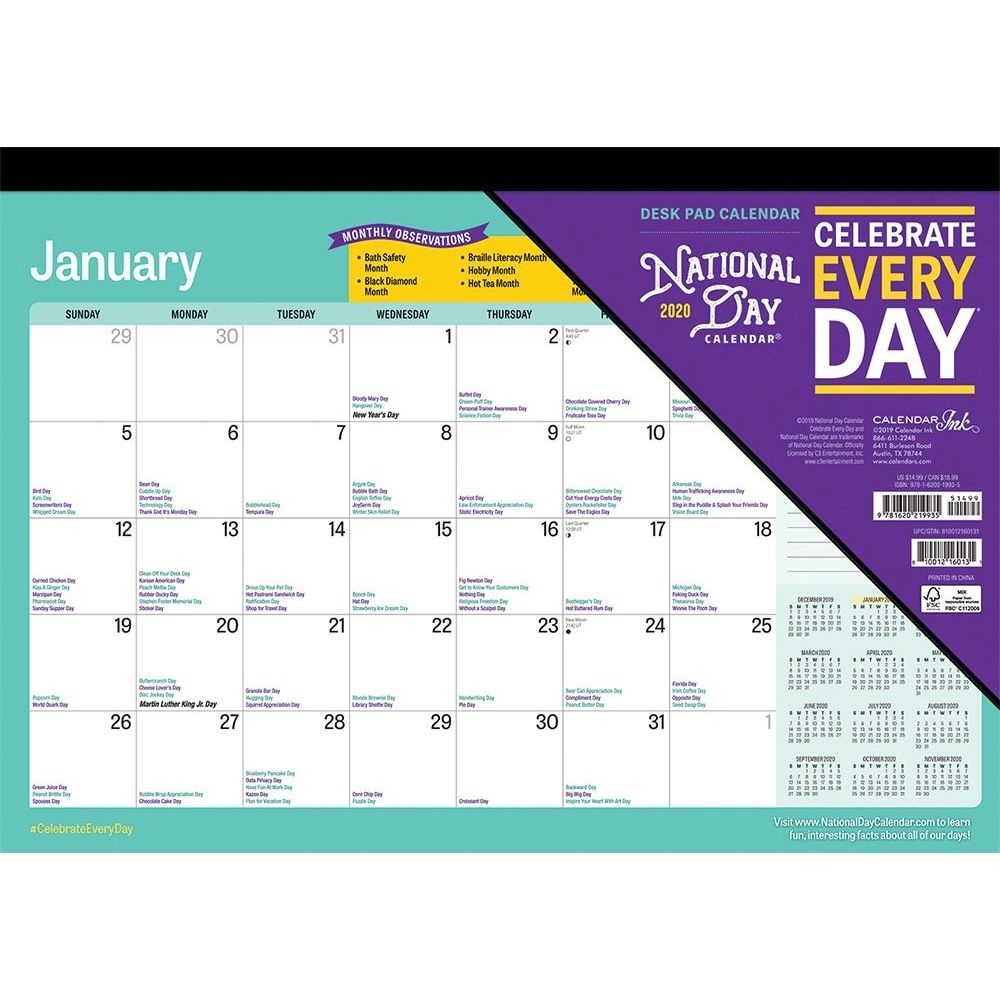 National Day 2020 Desk Pad Calendar throughout Calendar Of Special Days 2020