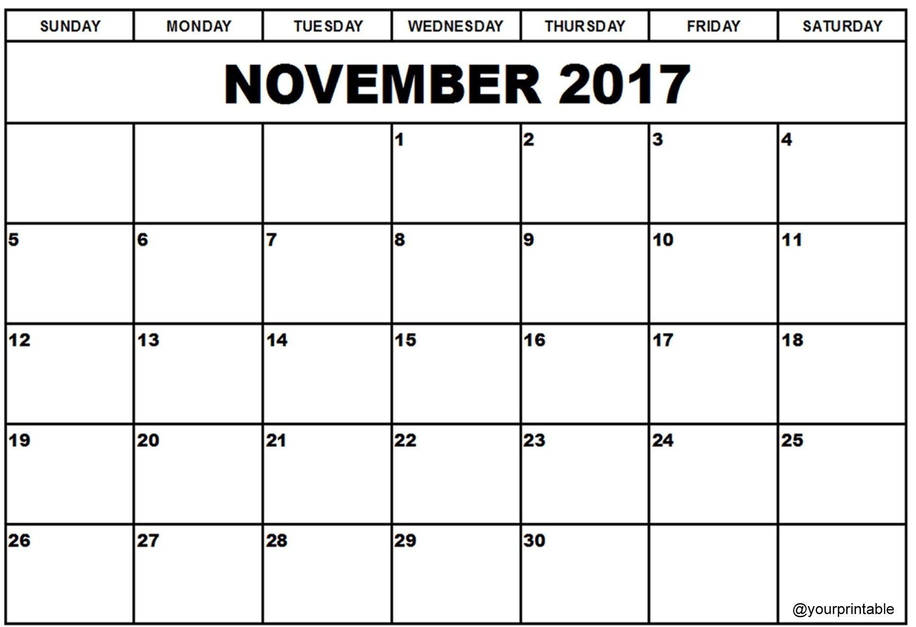 November 2017 Calendar | Calendar 2017, Calendar, November intended for Nov Dec 2017 Calendar Printable