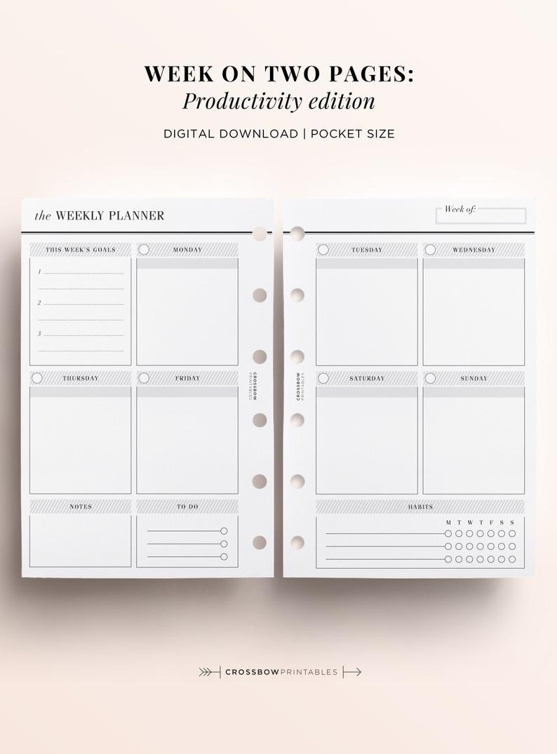 Pocket Printable Week On Two Pages Printable Inserts, Printable Weekly  Inserts For Pocket Size Planners, Filofax Pocket, Kikki K Small Lv Pm within Pocket Size Calendar Free Printable