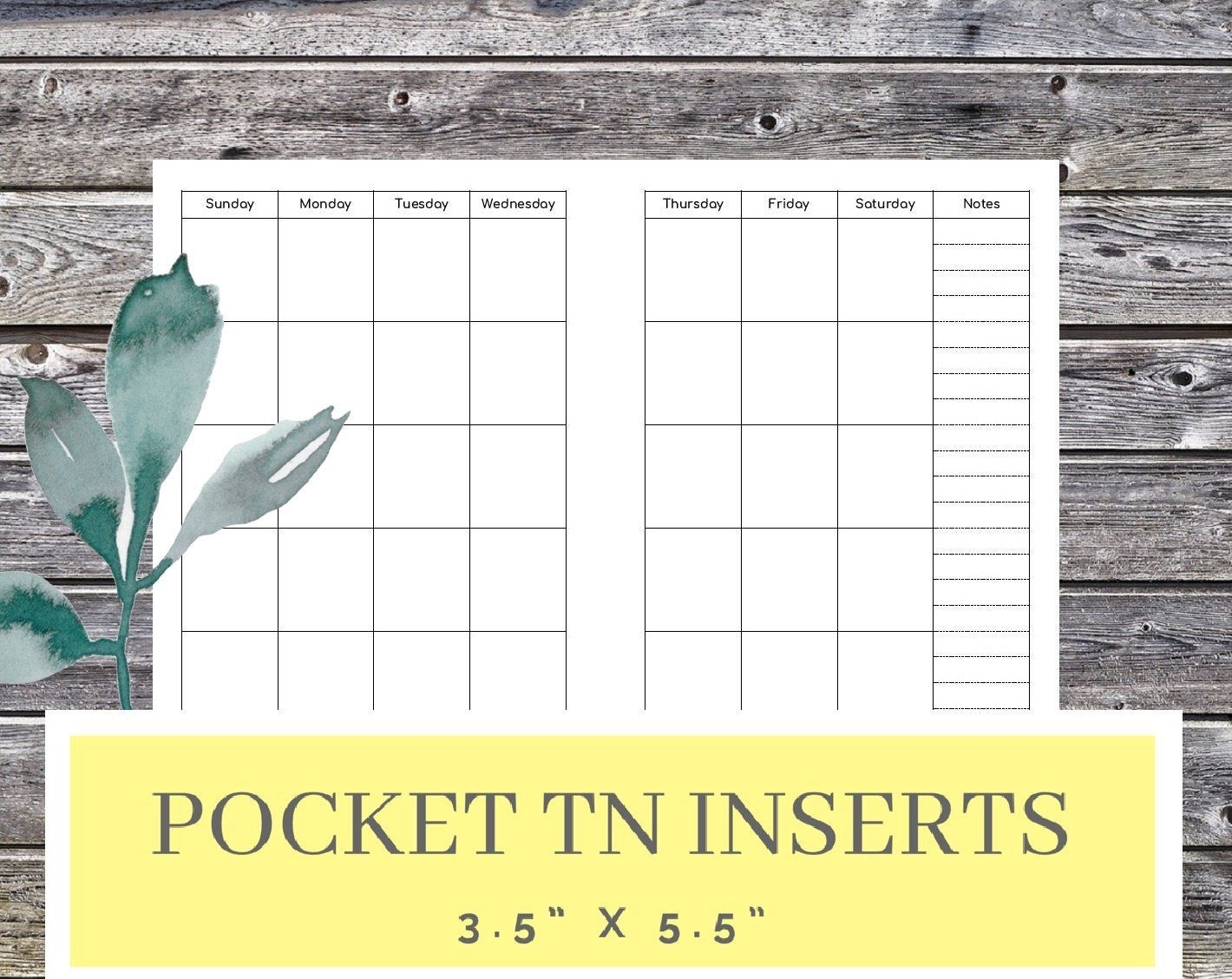 Pocket Size Tn Monthly Planner- Blank Calendar- Printable within Pocket Size Monthly Calendar Printable