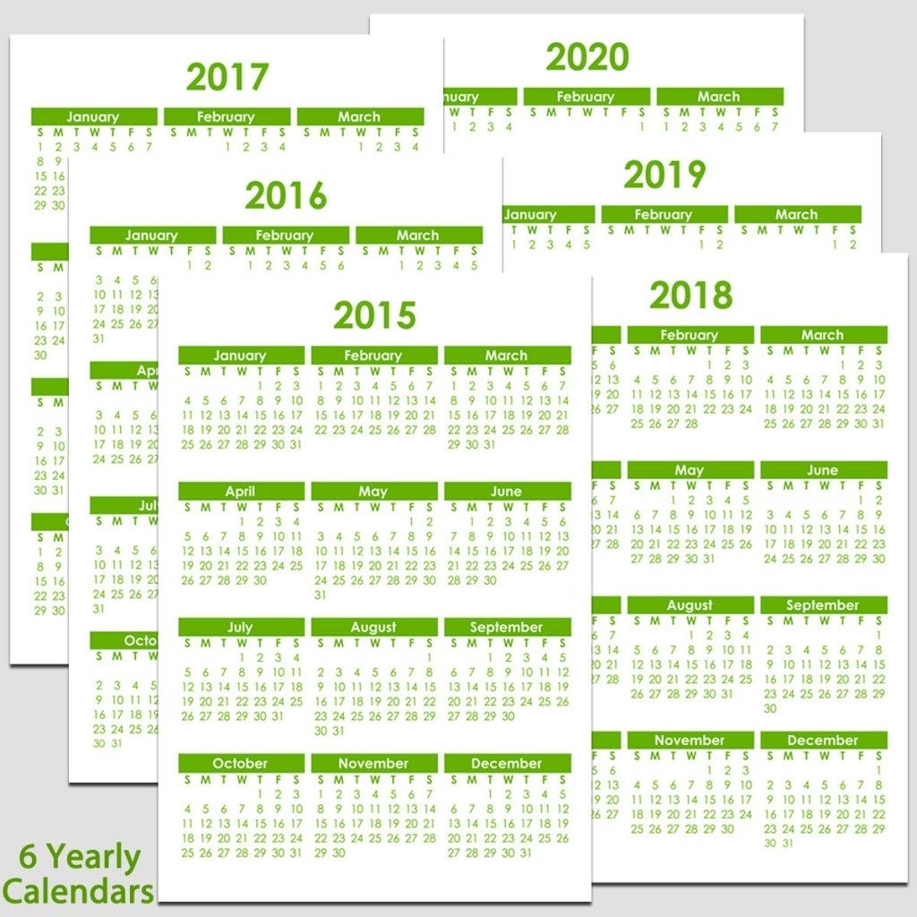 Printable 2015 To 2020 Yearly Calendar – 8 1/2″ X 11″. The intended for 8.5 X 11 Calendar Template