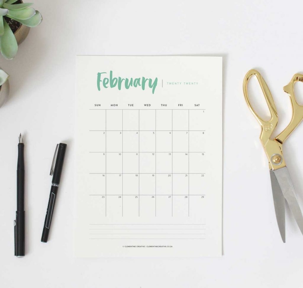Printable 2020 Calendar {A Pretty Monthly Calendar Planner} - regarding 2020 Calendar With Spaces To Write On Free