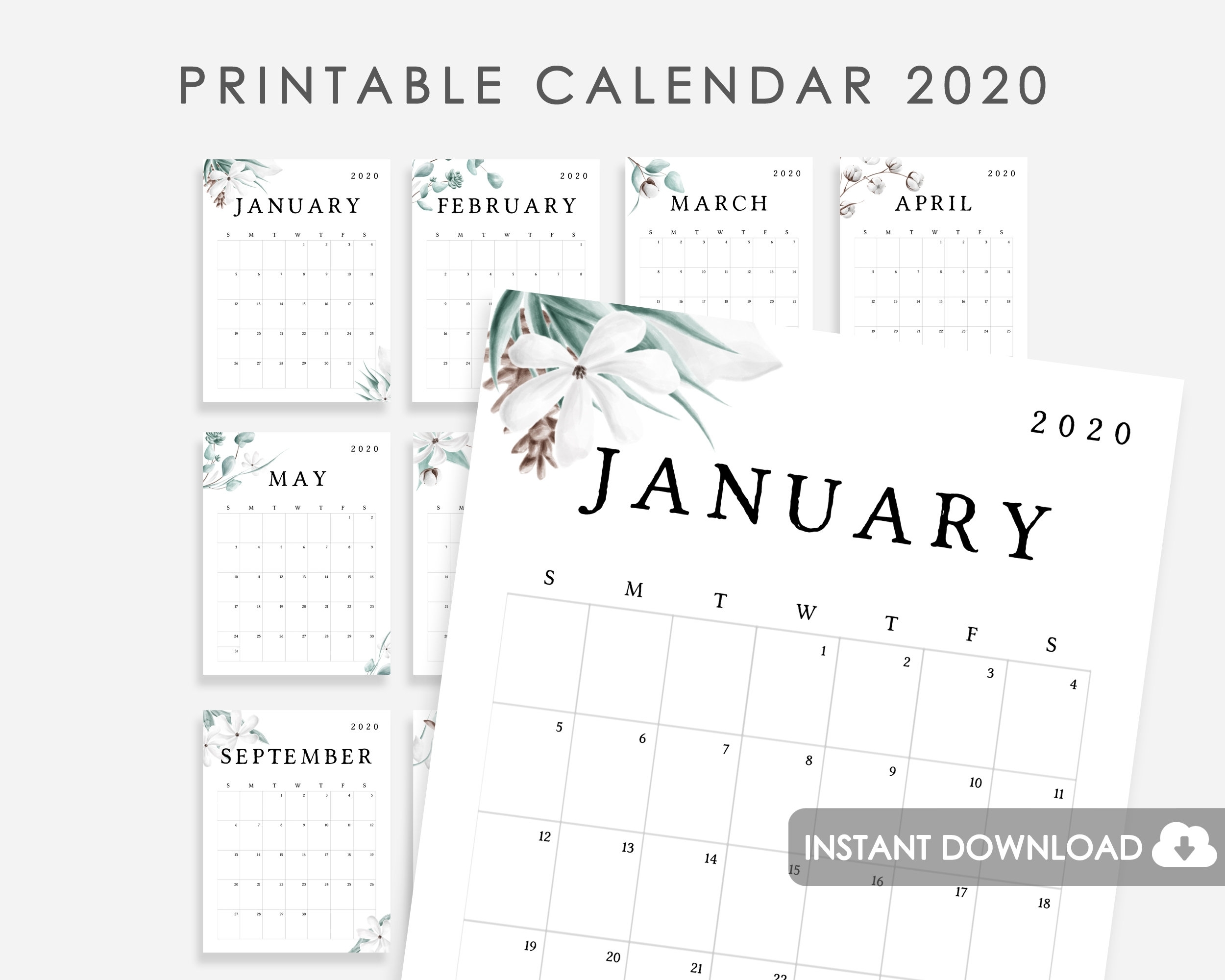 Printable 2020 Calendar, Desk Calendar 2020 Printable, 2020 Wall Calendar  Farmhouse Style, Command Center Calendar, Printable Calendar 2020 with regard to Calendar With Lots Of Space To Write 2020