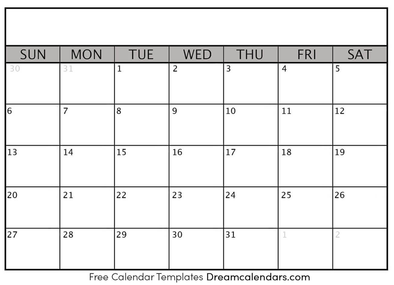 Printable Blank Calendar 2020 | Dream Calendars pertaining to Blank Fill In Calendar 2020