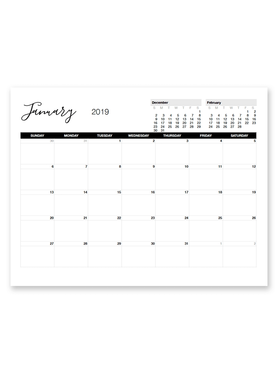 Printable January 2019 Calendar | Printable Calendar inside 8.5 X 11 Calendar Template