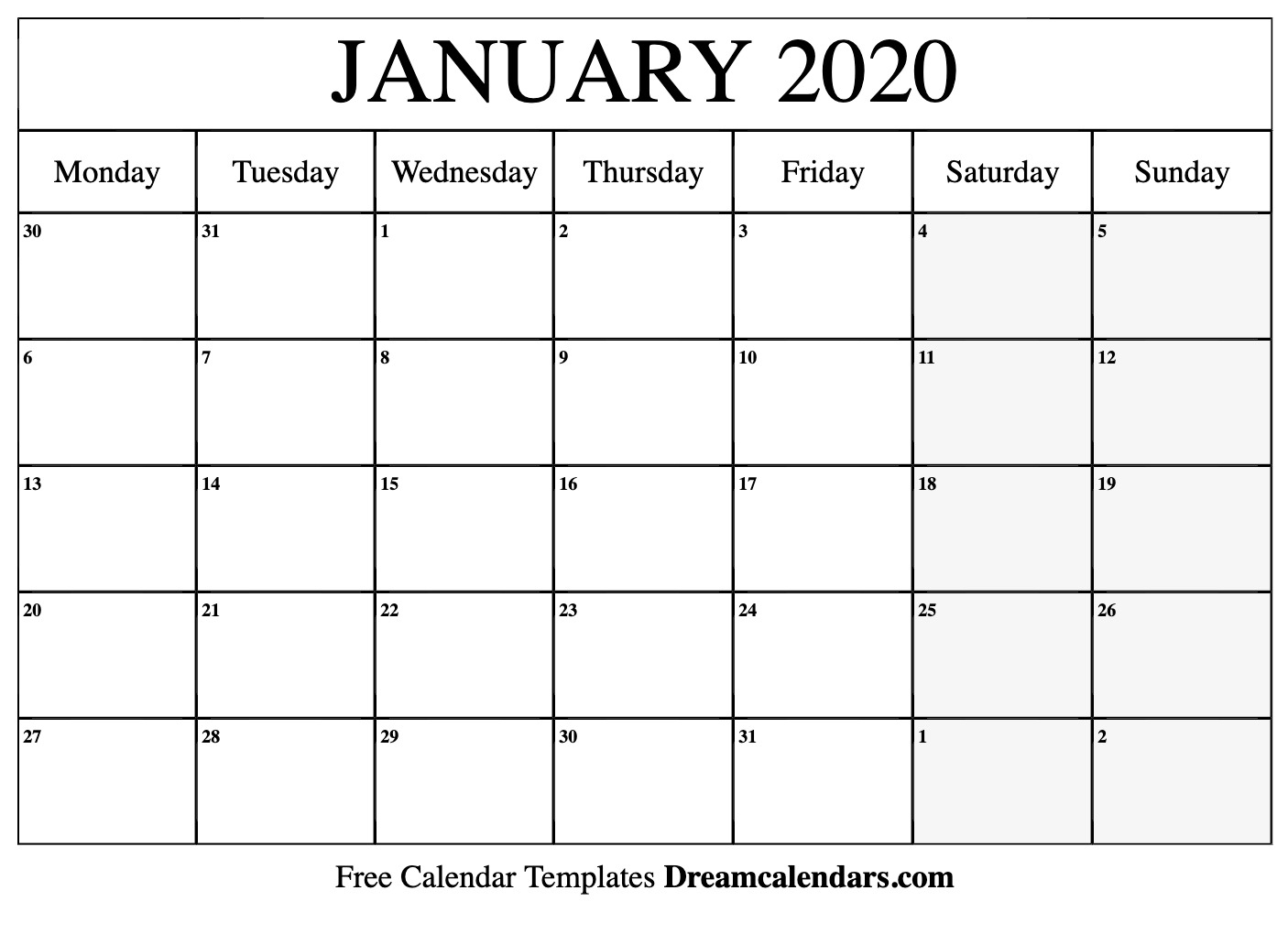 Printable January 2020 Calendar throughout This Pc Liturgical Colours 2020