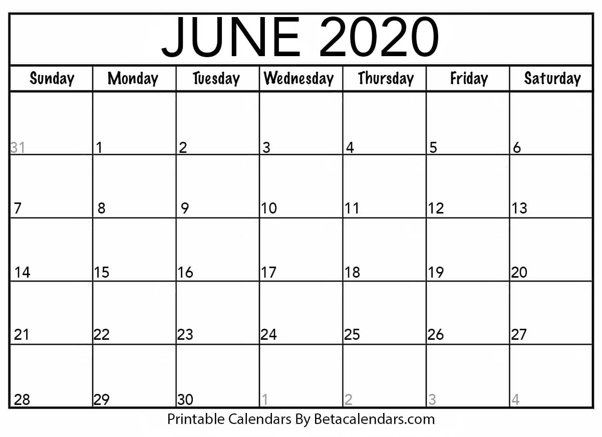 Printable June 2020 Calendar - Beta Calendars in Special Days In June 2020