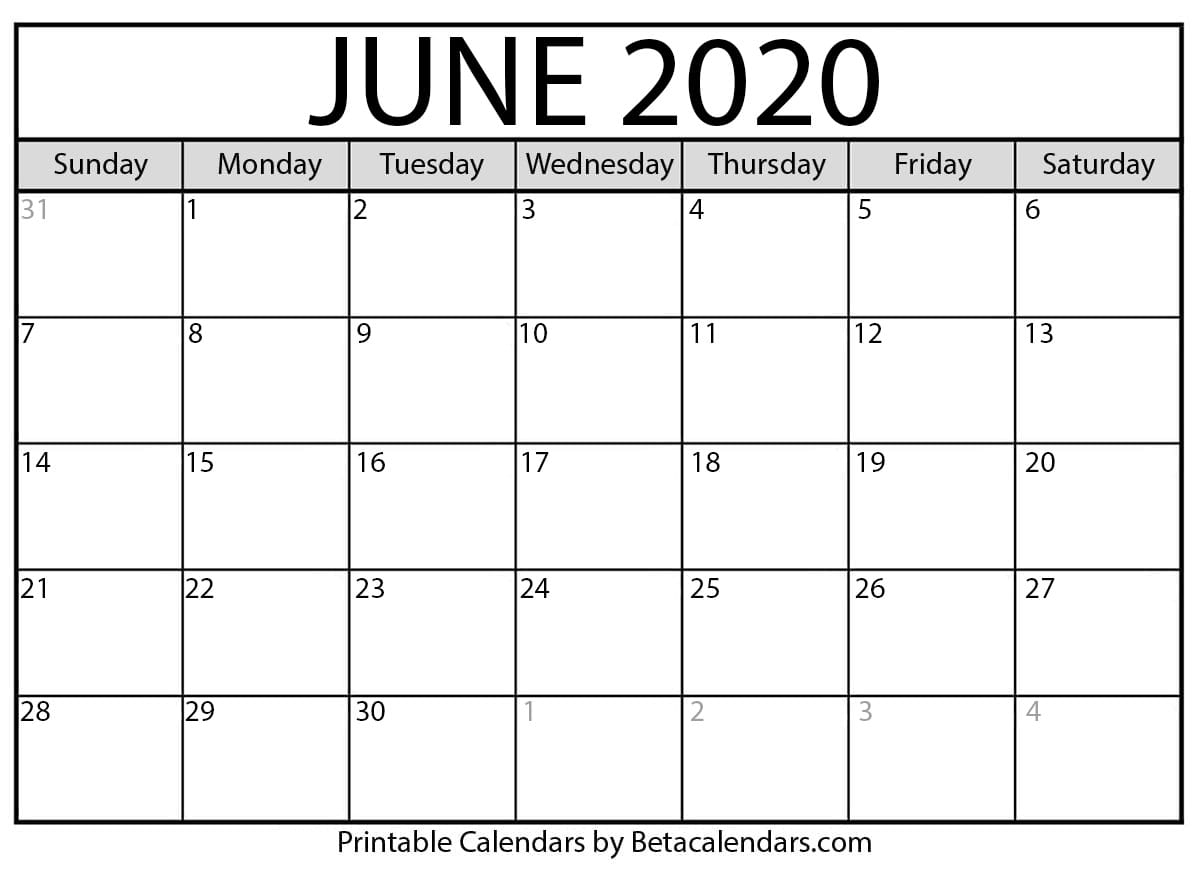Printable June 2020 Calendar - Beta Calendars within Special Days In June 2020