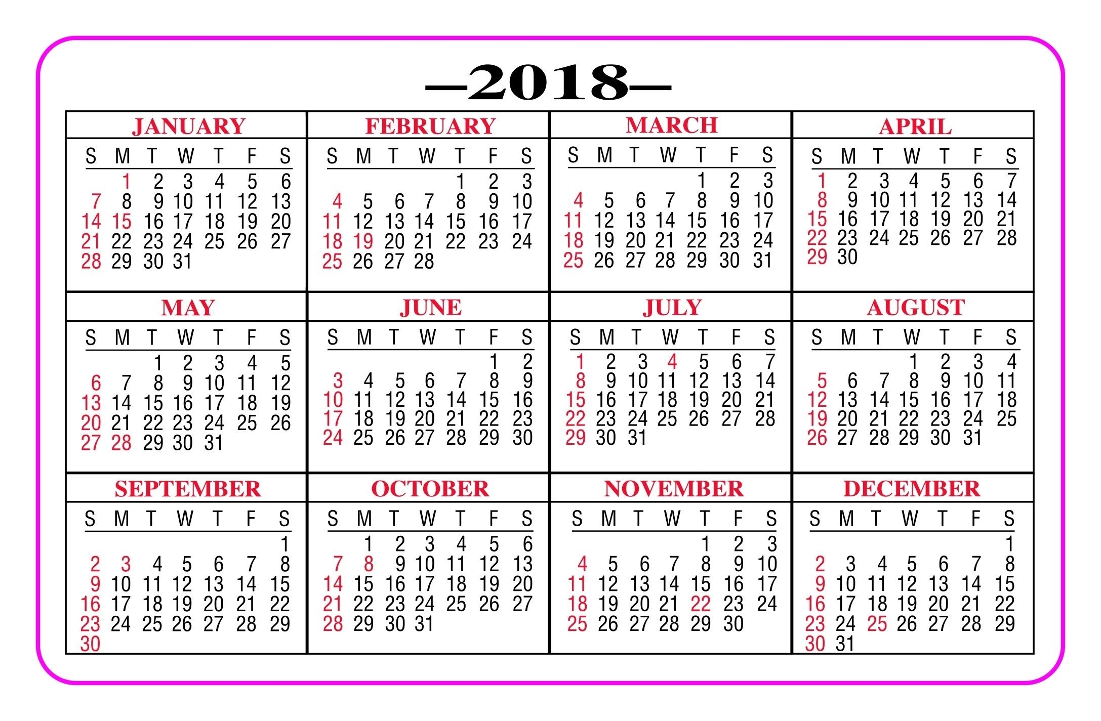 Printable Pocket Calendar 2018 - Yeniscale.co Full Year inside Free Printable Pocket Calendar 2020