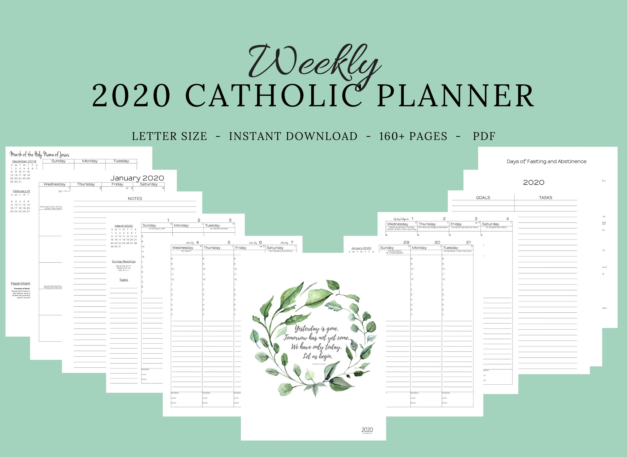 Reserved Listing* Custom 2020 Catholic Planner Weekly Printable: January  -June pertaining to Catholic Extension Calendar 2020 Pdf