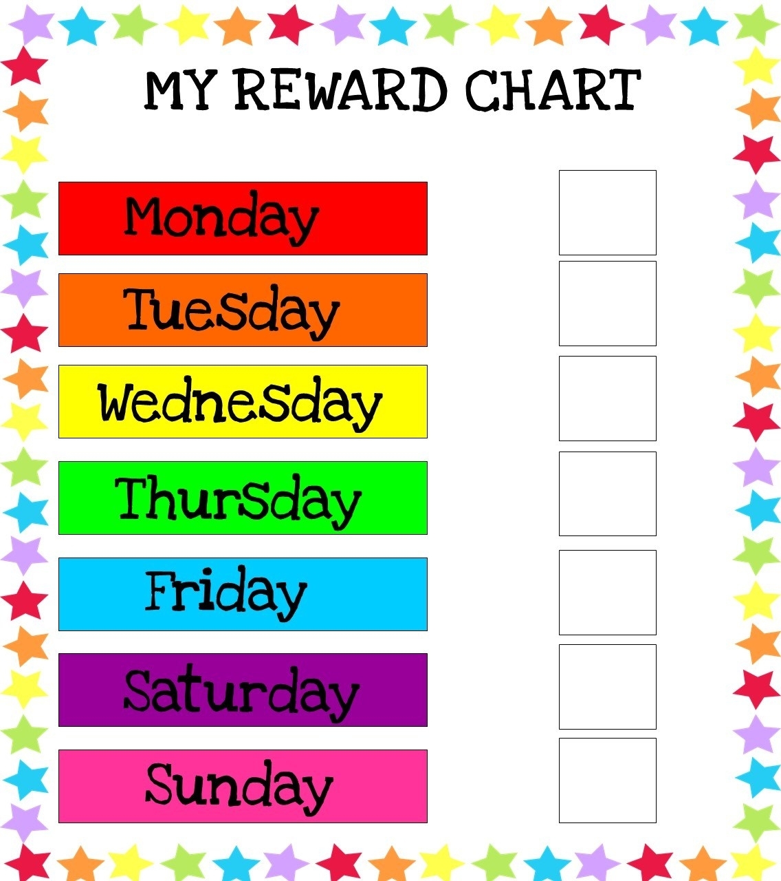 Reward Chart Free Printable – Little Puddins in Printable Monday Through Friday Chart