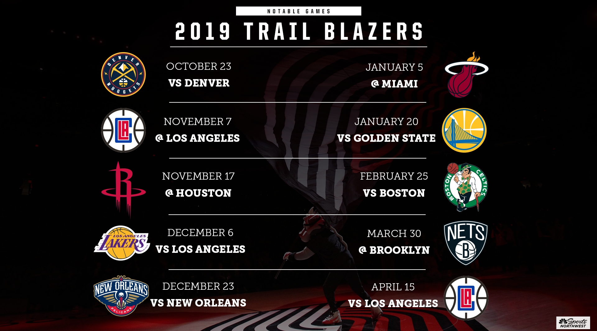 The Portland Trail Blazers 2019-2020 Nba Schedule Is Out for Printable Seahawks Schedule Tv 2019- 2020