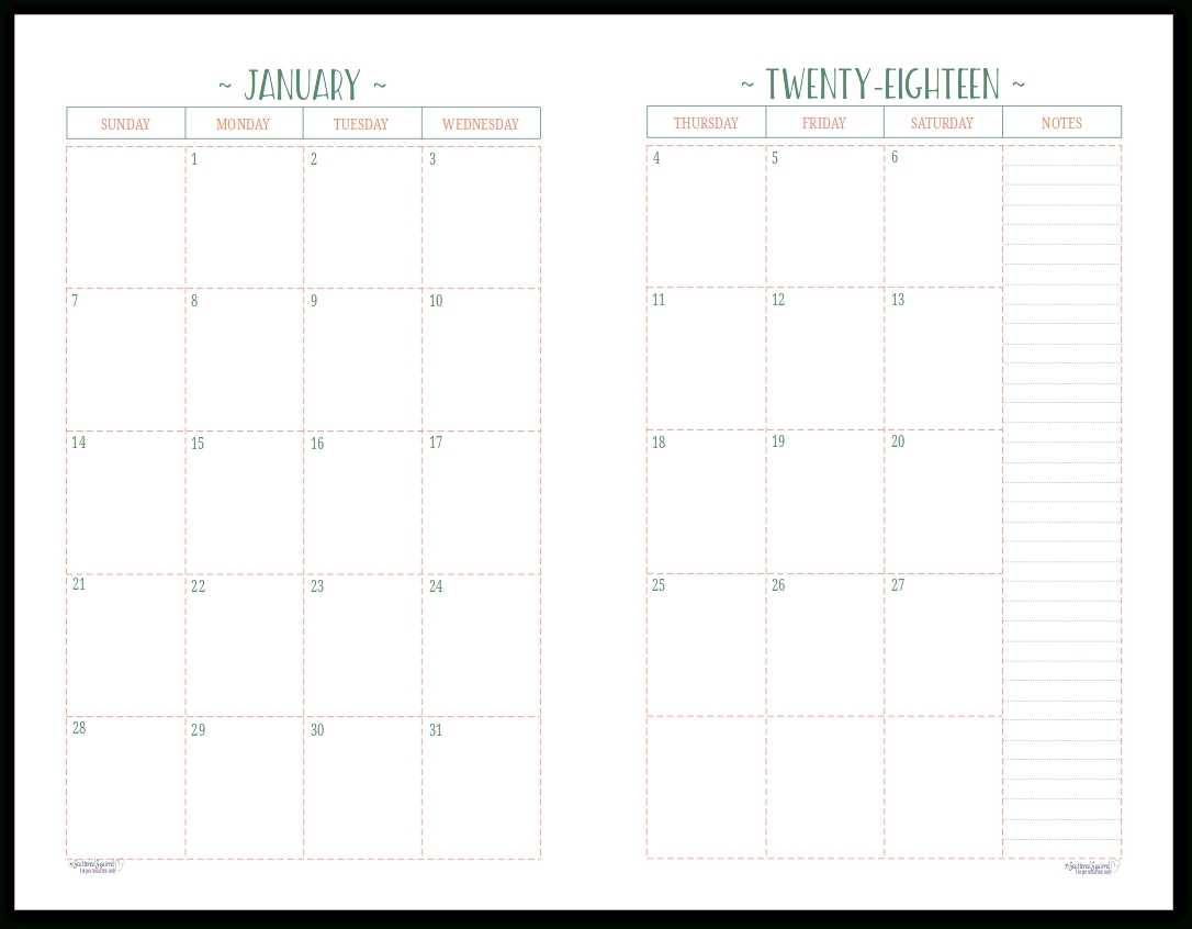 Two Page Per Month 2018 Dated Calendars Are Ready | Free with Daily Planner Calendar Printable Half Page
