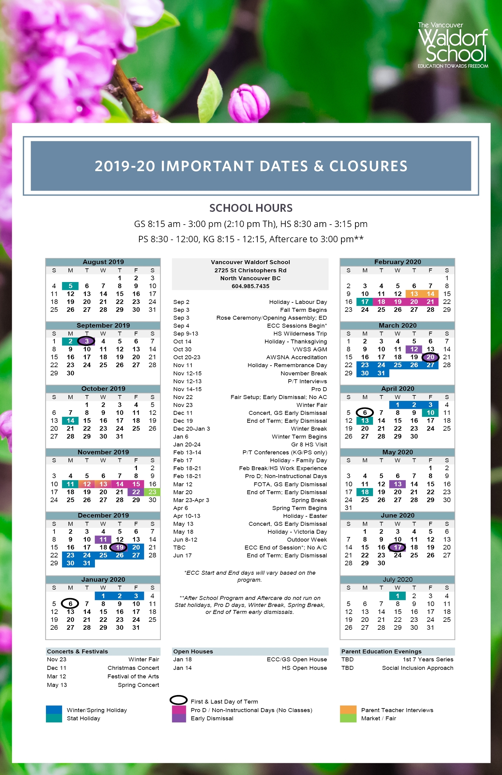 Vancouver Waldorf School | Events And Closures with Please Find A Calendar On Line For Special Days Of The Year 2020