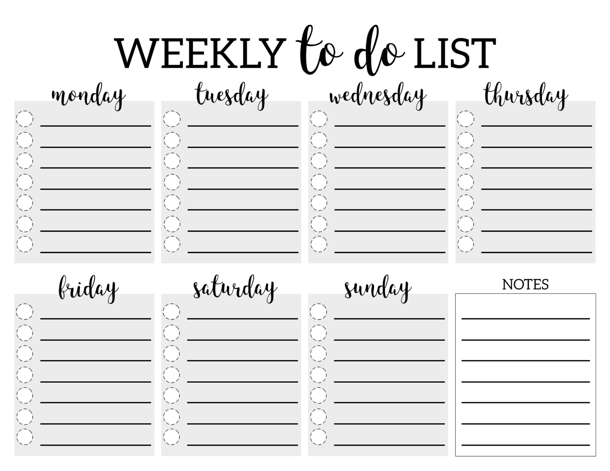 Weekly To Do List Printable Checklist Template - Paper Trail with regard to Monday Through Friday Checklist Free Printable