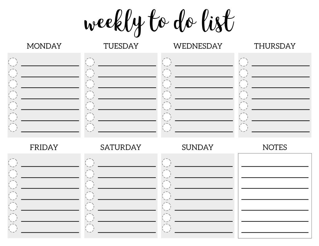 Weekly To Do List Printable Checklist Template | To Do Lists regarding Monday Through Friday Checklist Free Printable