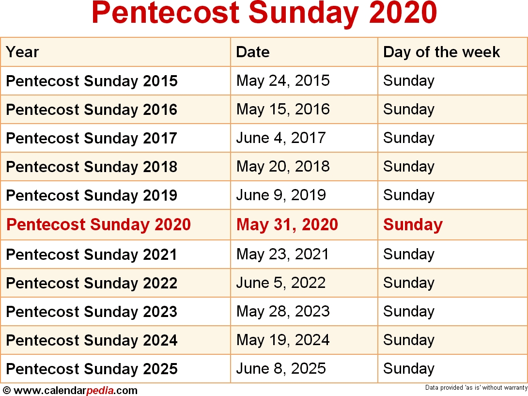 When Is Pentecost Sunday 2020? inside Printable Ame Liturgical Color Calendar 2020