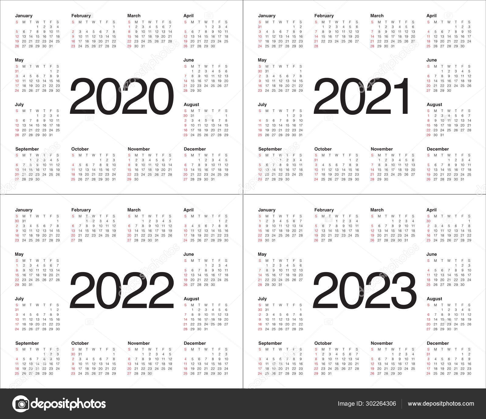 year-2020-2021-2022-2023-calendar-vector-design-template-stock-photo