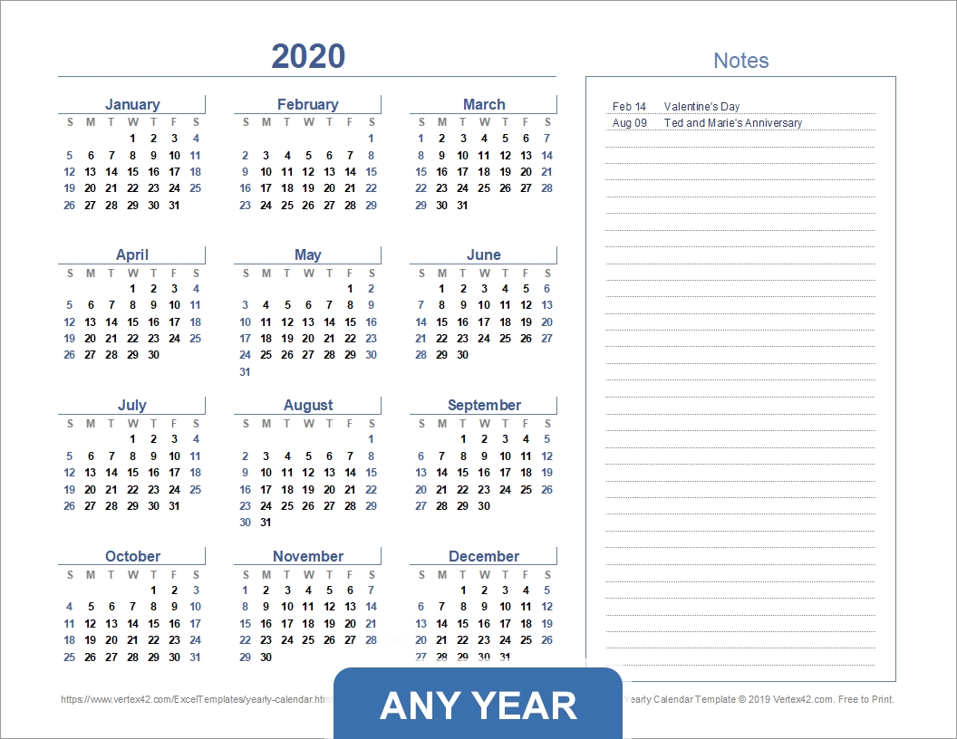 Yearly Calendar Template For 2020 And Beyond in European Style Calendar With Week Number For Excel