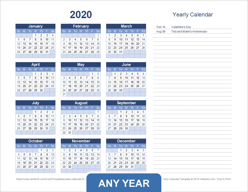 Yearly Calendar Template For 2020 And Beyond intended for European Style Calendar With Week Number For Excel