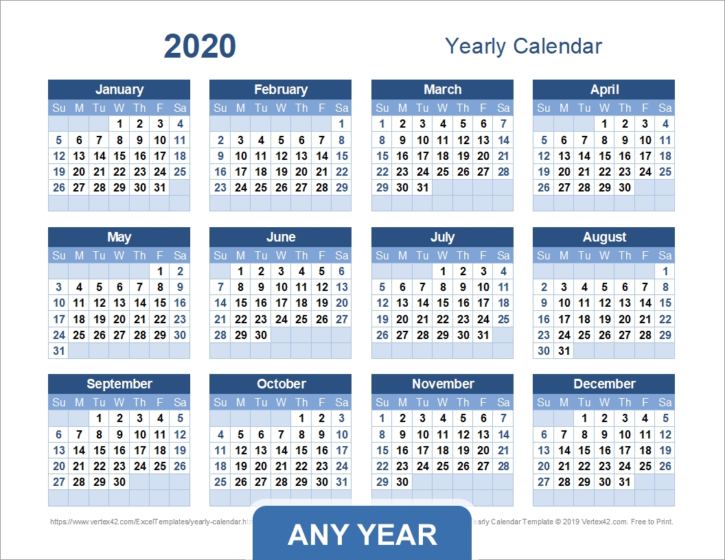 Yearly Calendar Template For 2020 And Beyond throughout European Style Calendar With Week Number For Excel
