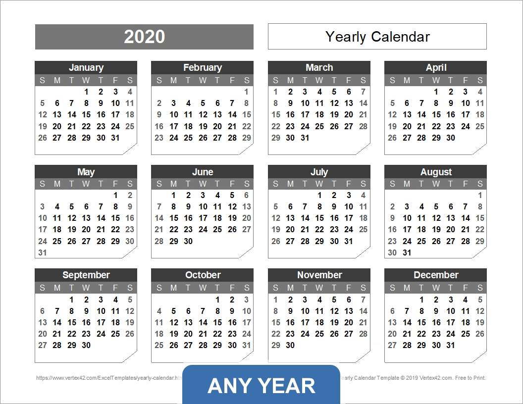 Yearly Calendar Template For 2020 And Beyond throughout More Calendar Templates: 2019 2020 Web Calendar