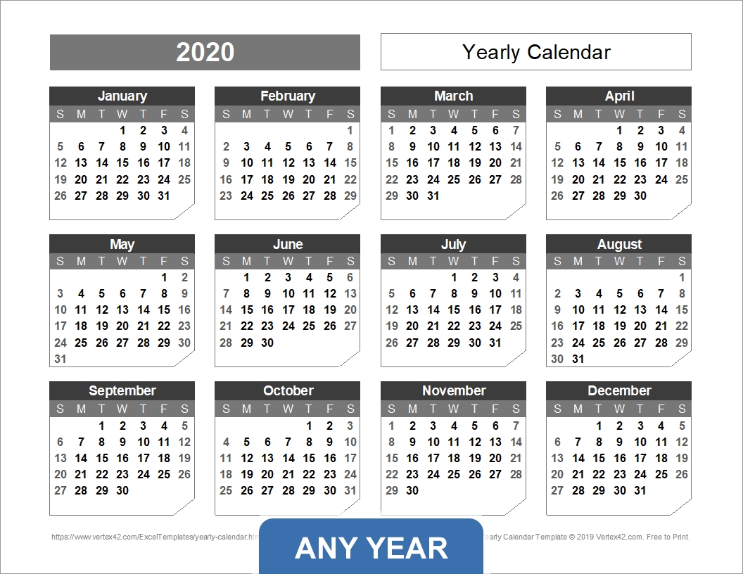 Yearly Calendar Template For 2020 And Beyond within 2019 Fiscal Calendar 4 4 5