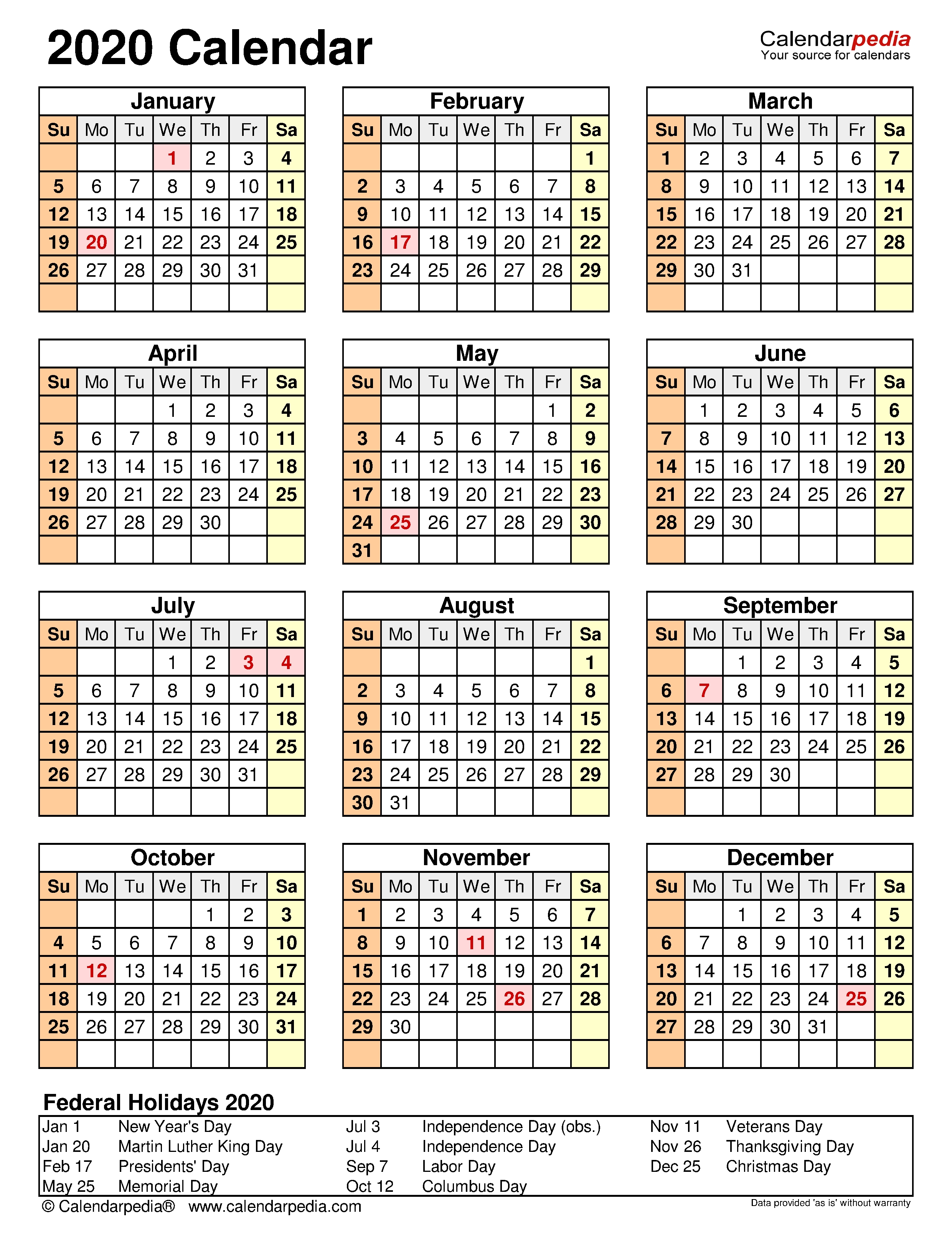 2020 Calendar - Free Printable Microsoft Excel Templates for Free 2020 Employee Attendance Calendar