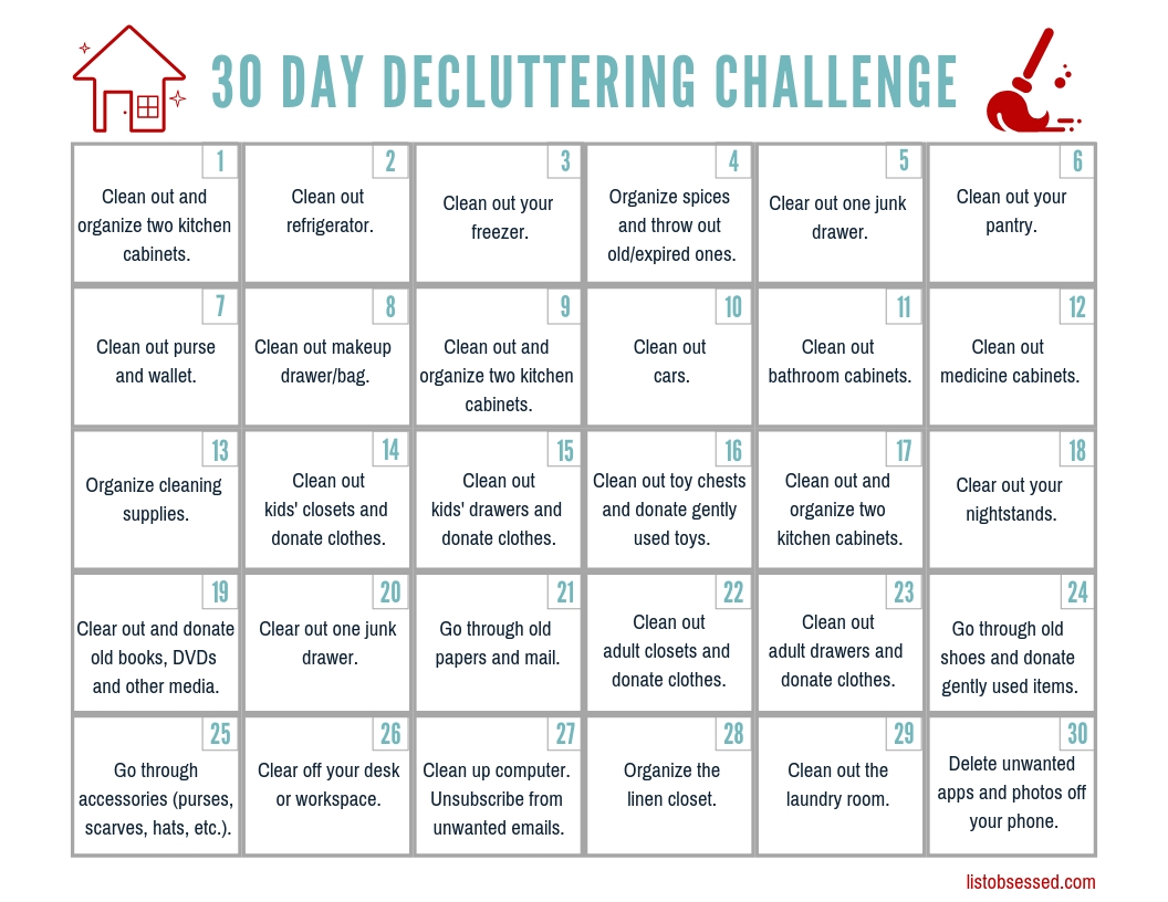 30 Day Declutter Challenge Printable