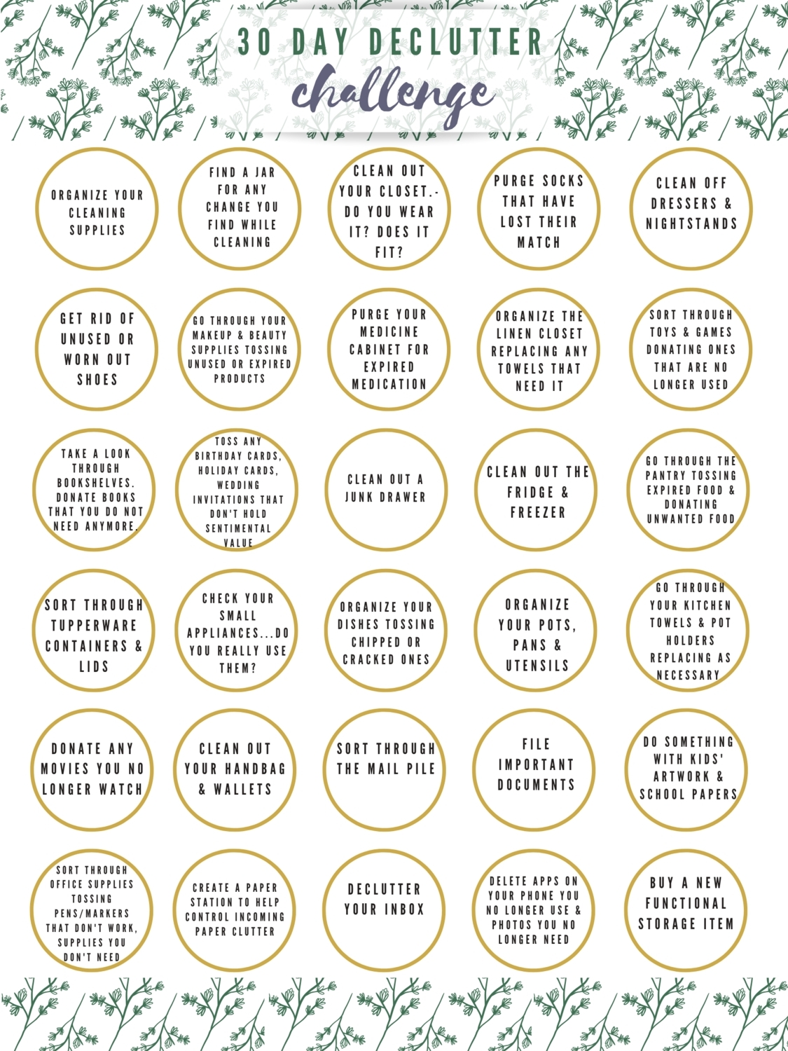 Declutter Challenge 2025 Calendar Noah Zerner
