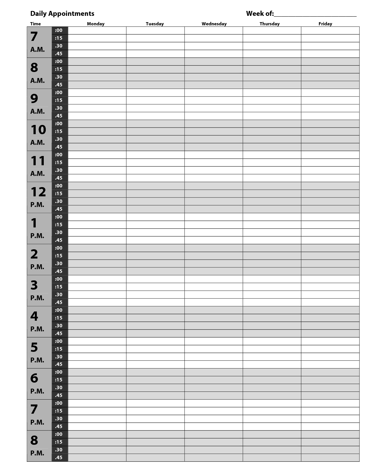 free printable 15 minute planner calendar inspiration design