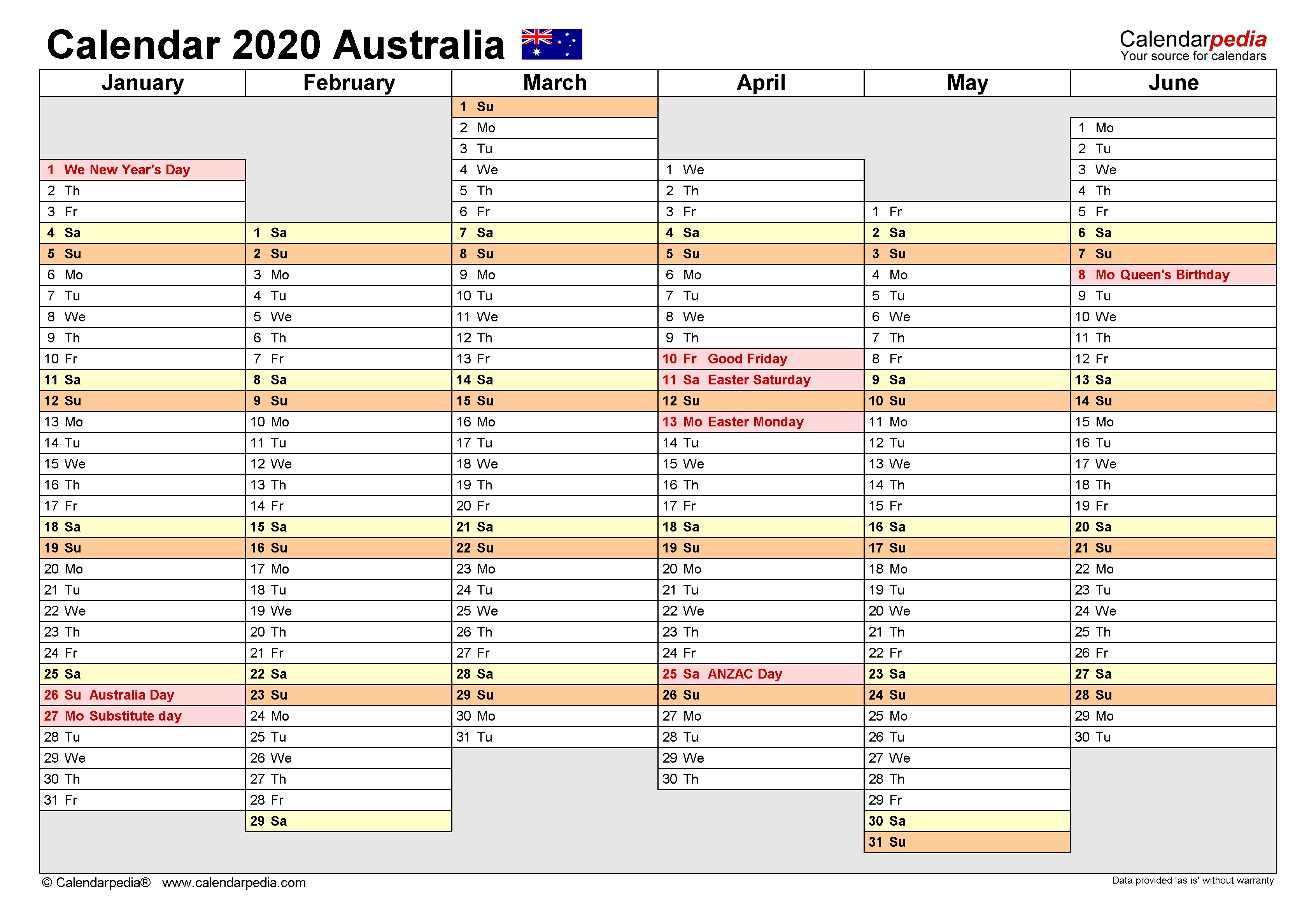 One Week Per Page 2020 - Calendar Inspiration Design