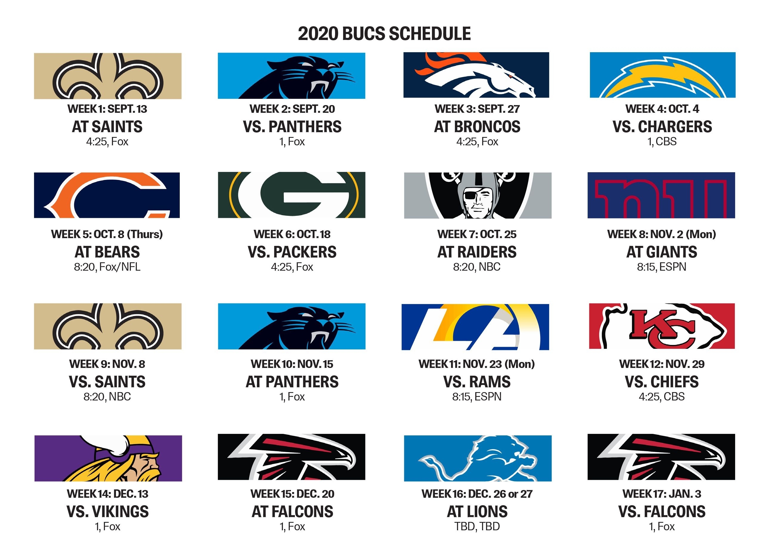 Bucs Open With Saints, Have Five Prime-Time Games Slated pertaining to Printable Nfl Schedule 2019 2020