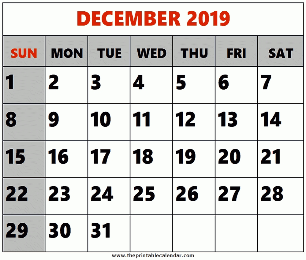 2019 Free Printable Calendars Without Downloading