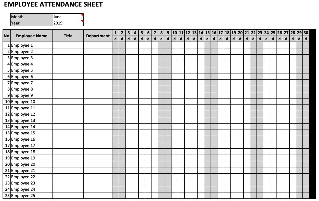 Employeee Attendance Calendar For 2020 - Calendar ...