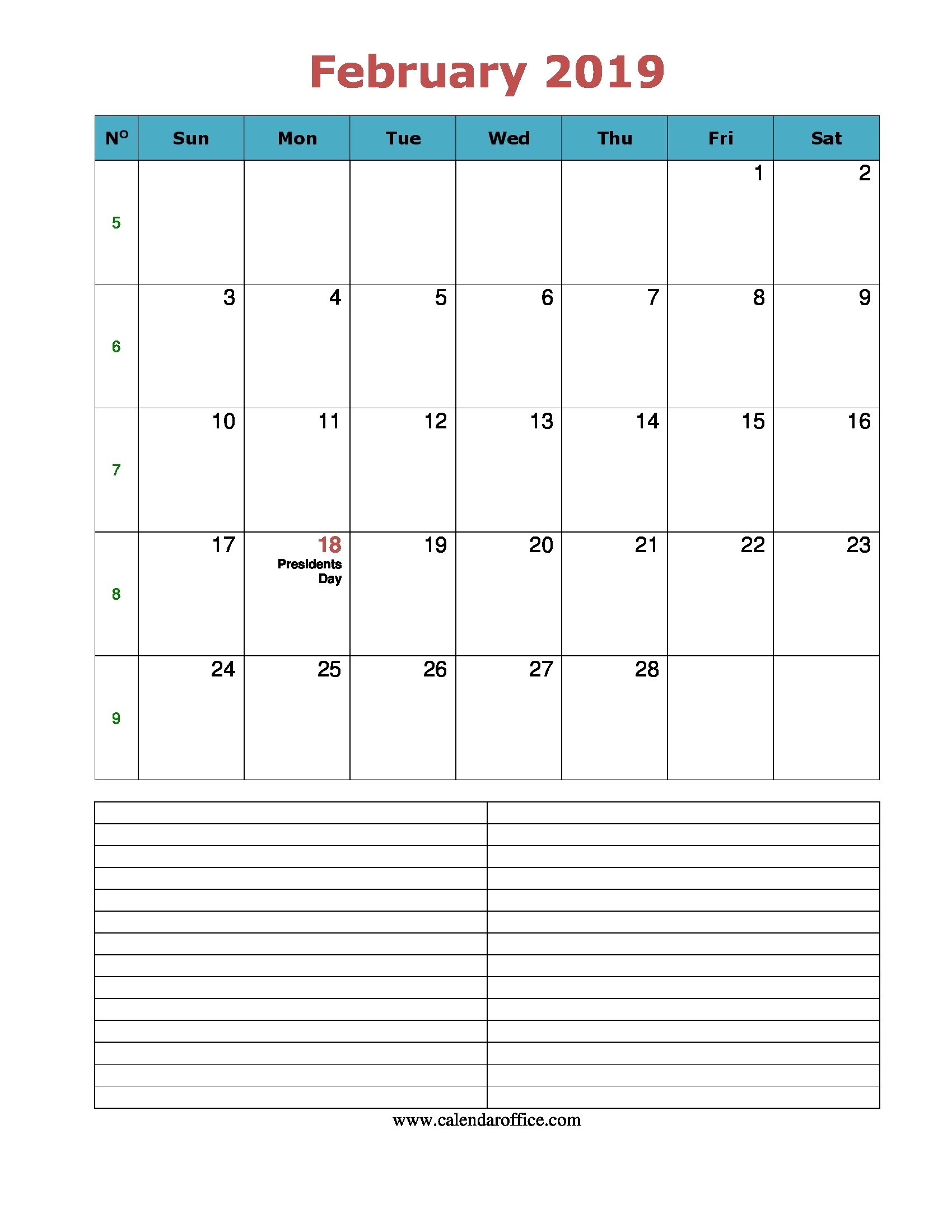 February 2019 Calendar Printable Blank Templates - Free Word in 2019 Calendar Downloadable Free Word