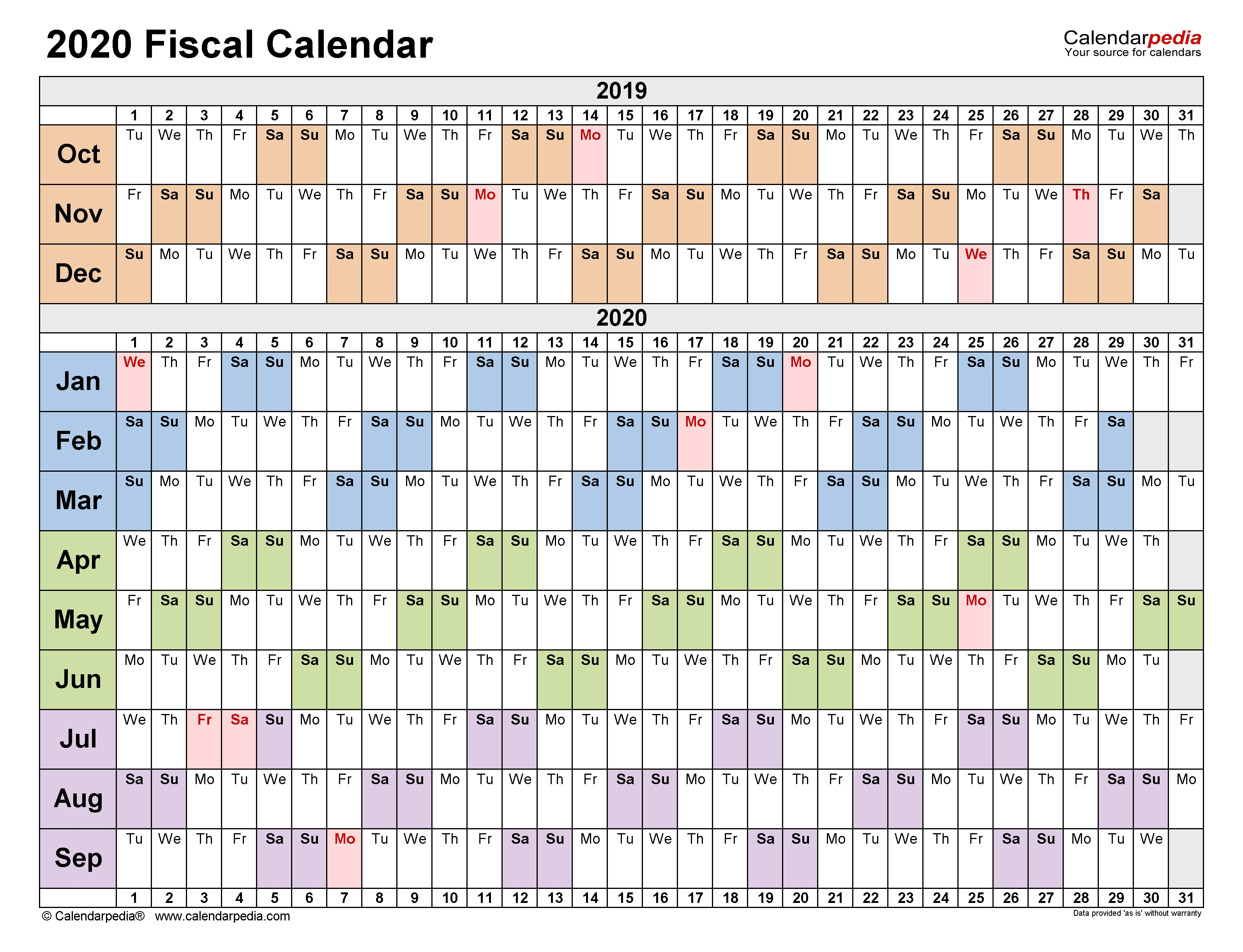 Fiscal Calendars 2020 - Free Printable Excel Templates in Federal Pay Period Calendar For 2020