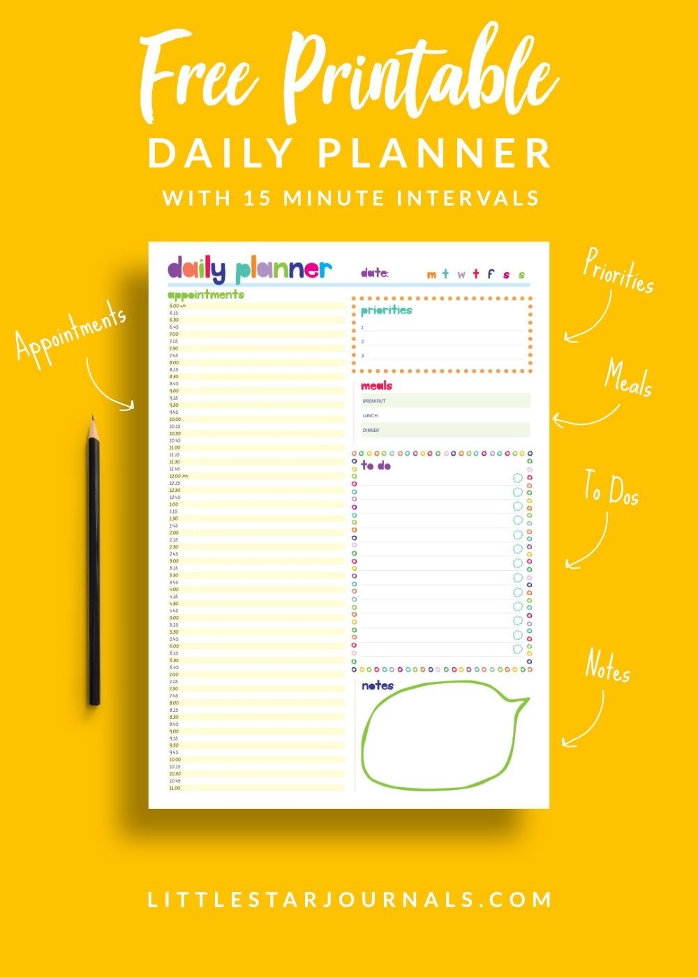 Free 15 Minute Daily Planner Printable | Daily Planner pertaining to Free Printable 15 Minute Planner