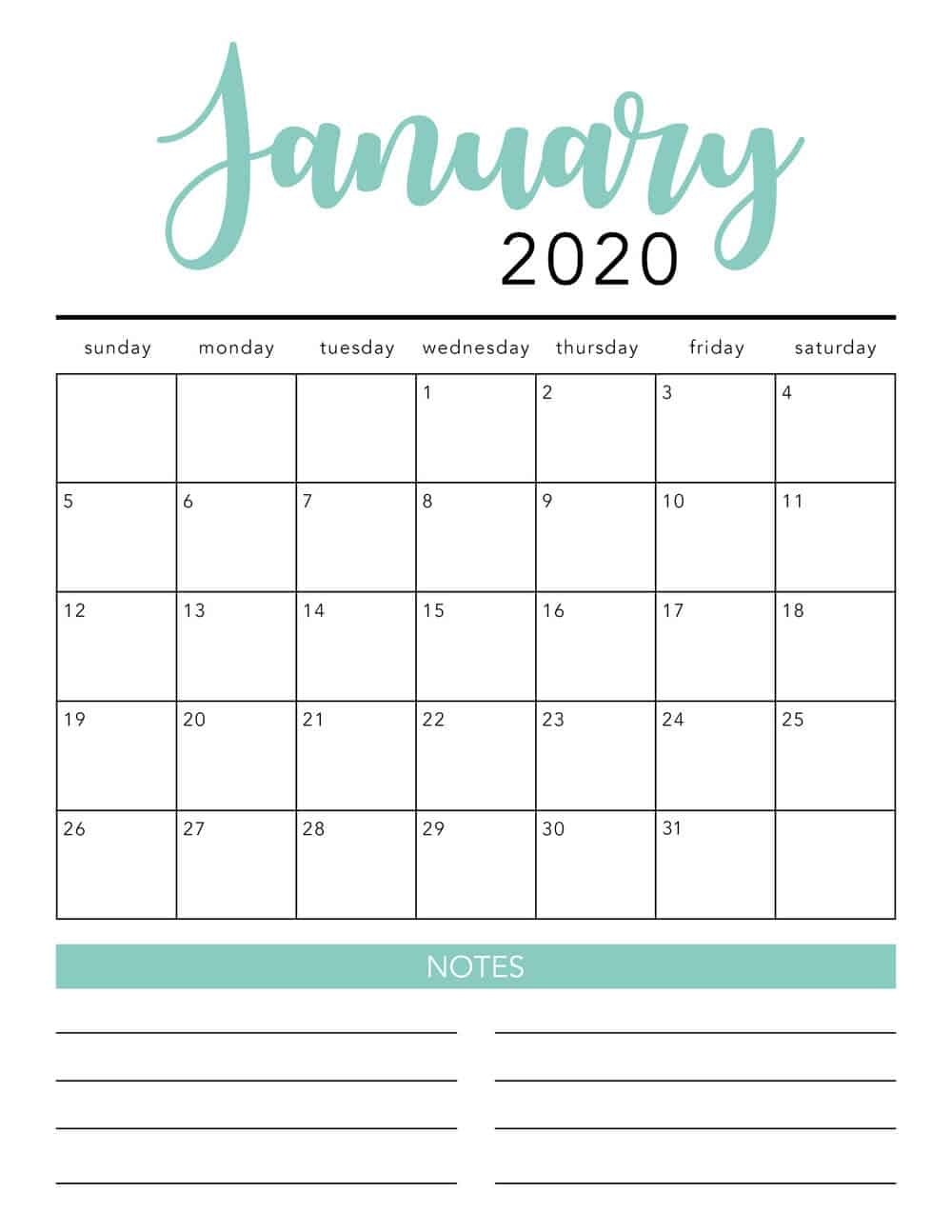 Free 2020 Printable Calendar Template (2 Colors!) - I Heart regarding Free Monthly Printable Calendar 2020