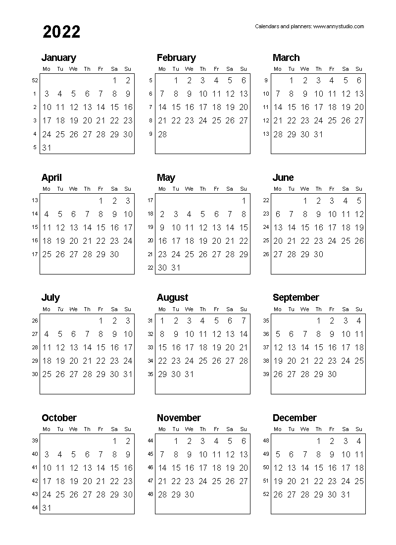 Free Printable Calendars And Planners 2020, 2021, 2022 throughout Financial Year Week Numbers 2020