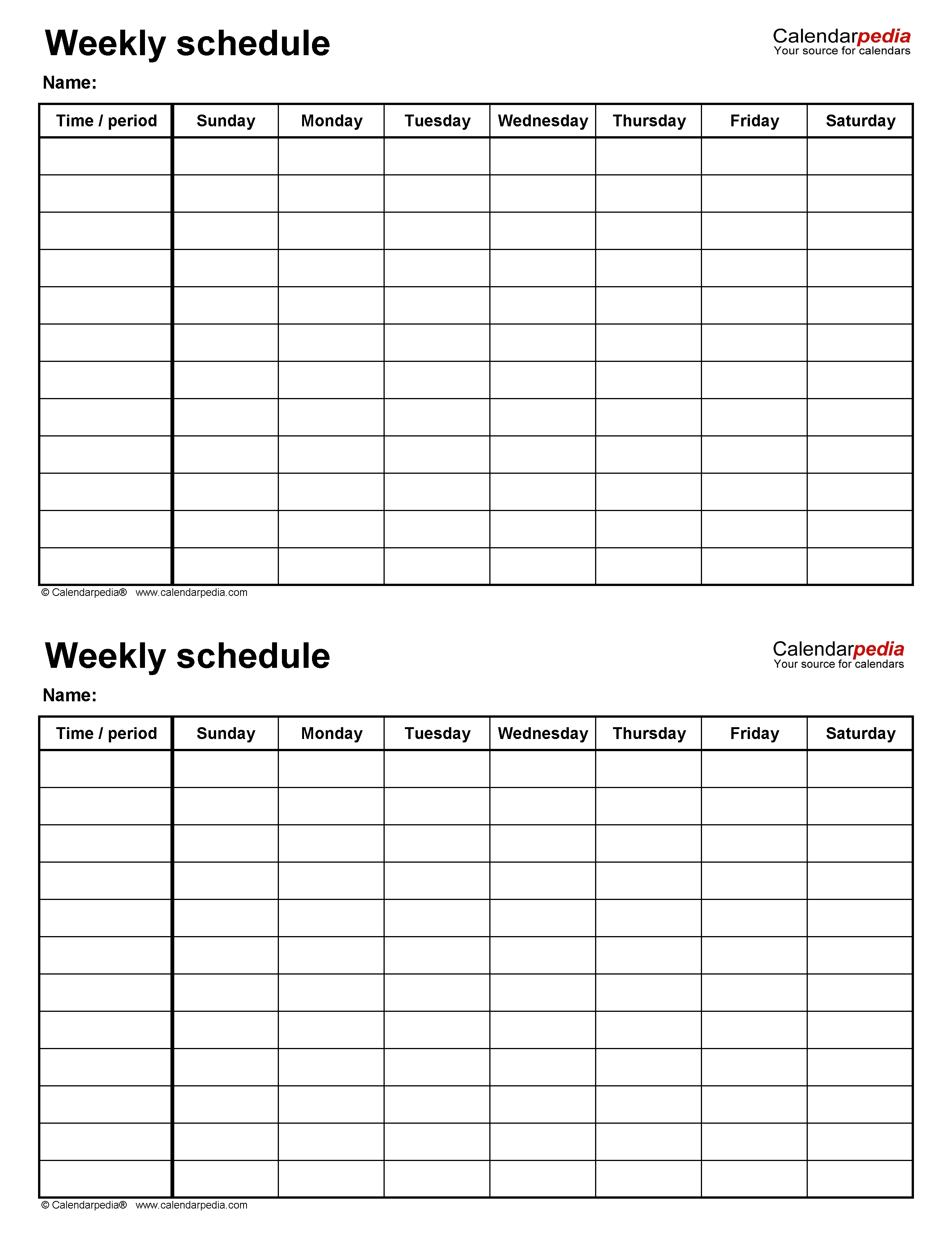 Free Weekly Schedule Templates For Word - 18 Templates with Monday Through Friday Appointment Calendar