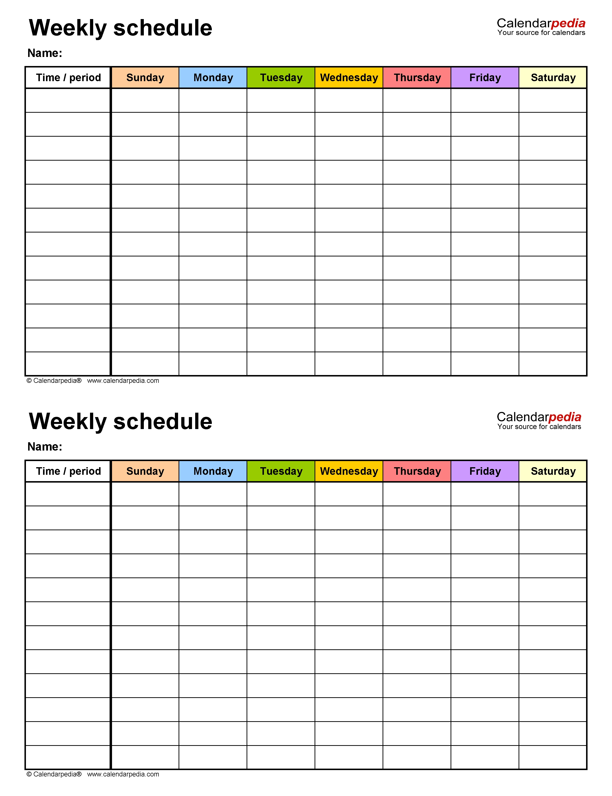 Free Weekly Schedule Templates For Word - 18 Templates with regard to One Week Calendar With Hours