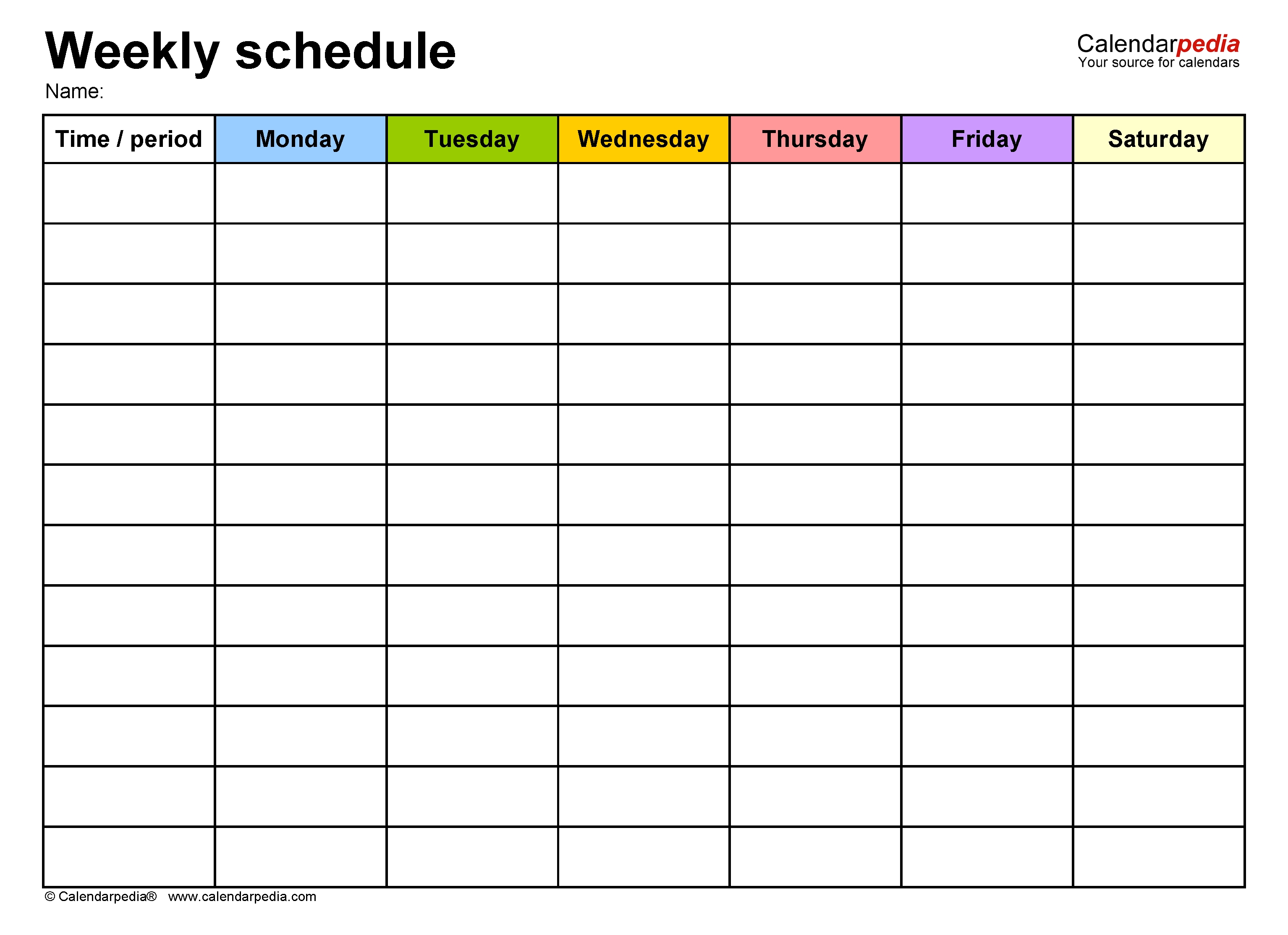 Free Weekly Schedule Templates For Word - 18 Templates within One Week Calendar With Hours