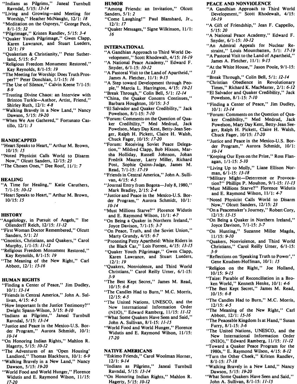 Friends Journal 1955 Index To Volume 1. Weekly Issues From pertaining to This Week&#039;s Torah Portion 10/15/19