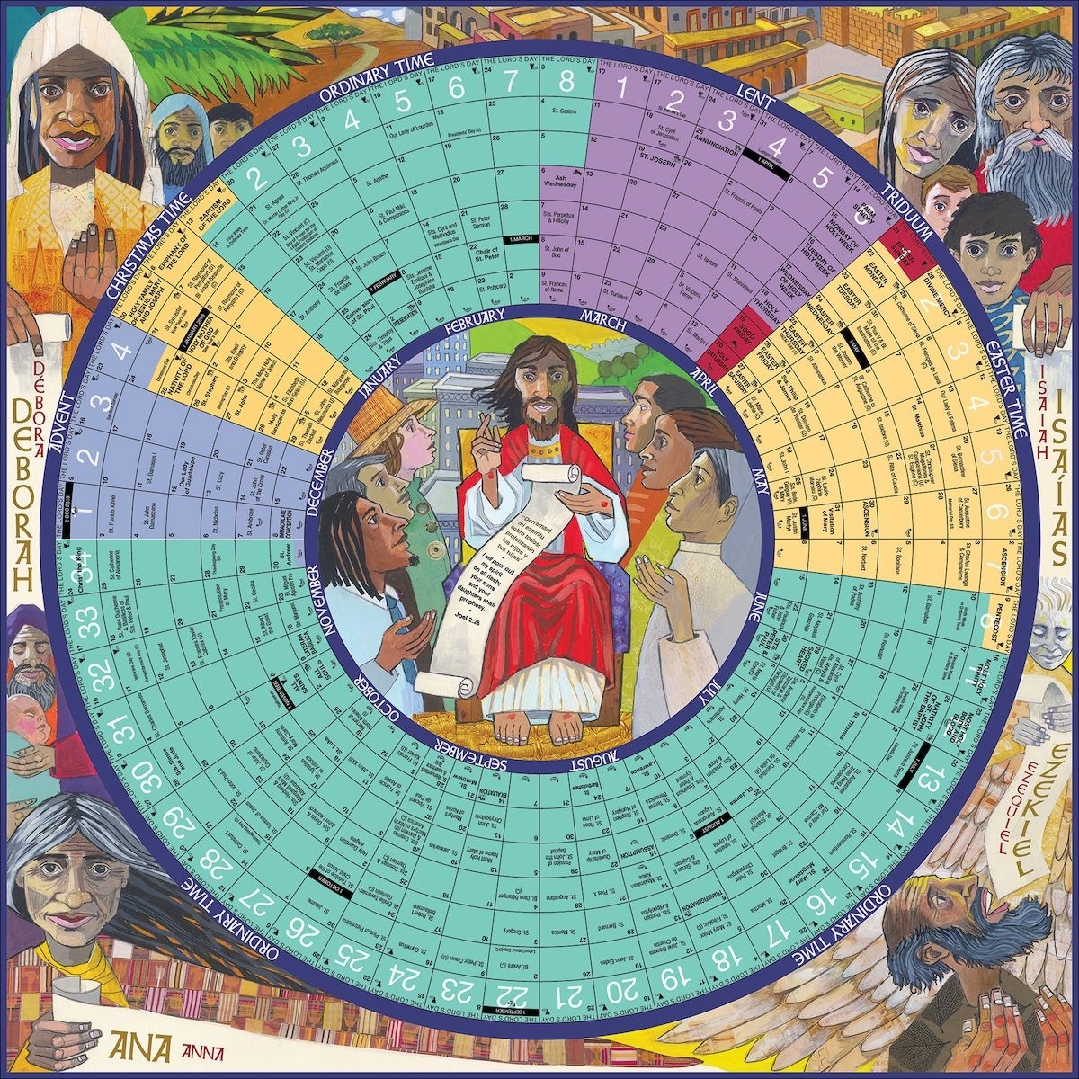 Poster Size, 26 X 26, Paper. A Circular Liturgical Calendar with Liturgical Calendar 2019 2020 Catholic