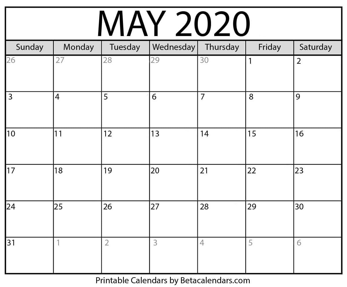 Printable May 2020 Calendar - Beta Calendars within Printable Fill In 2020 Calndar