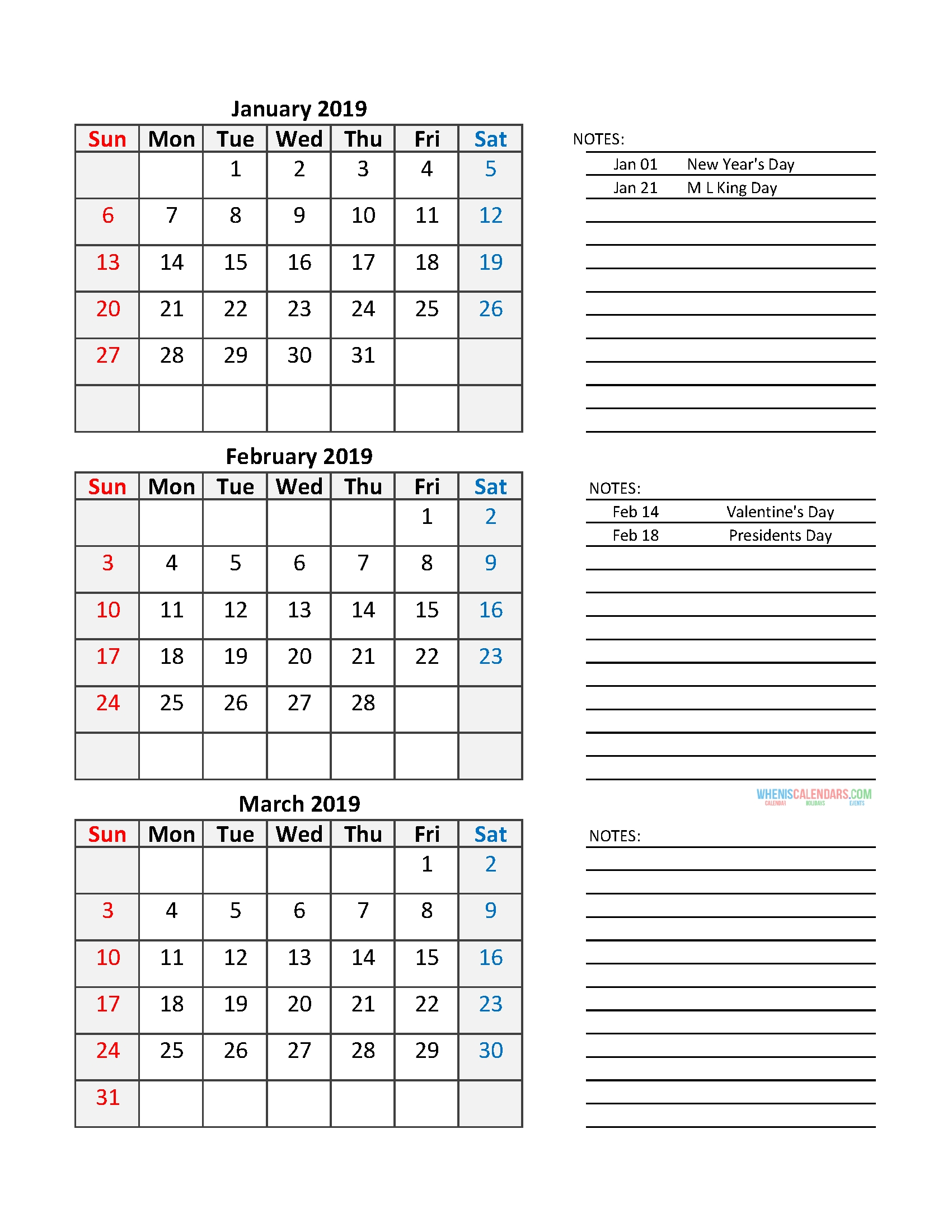 Quarterly Calendar 2019 Printable Calendar Template | Free intended for 2020 Printable Quarterly Calendar Template